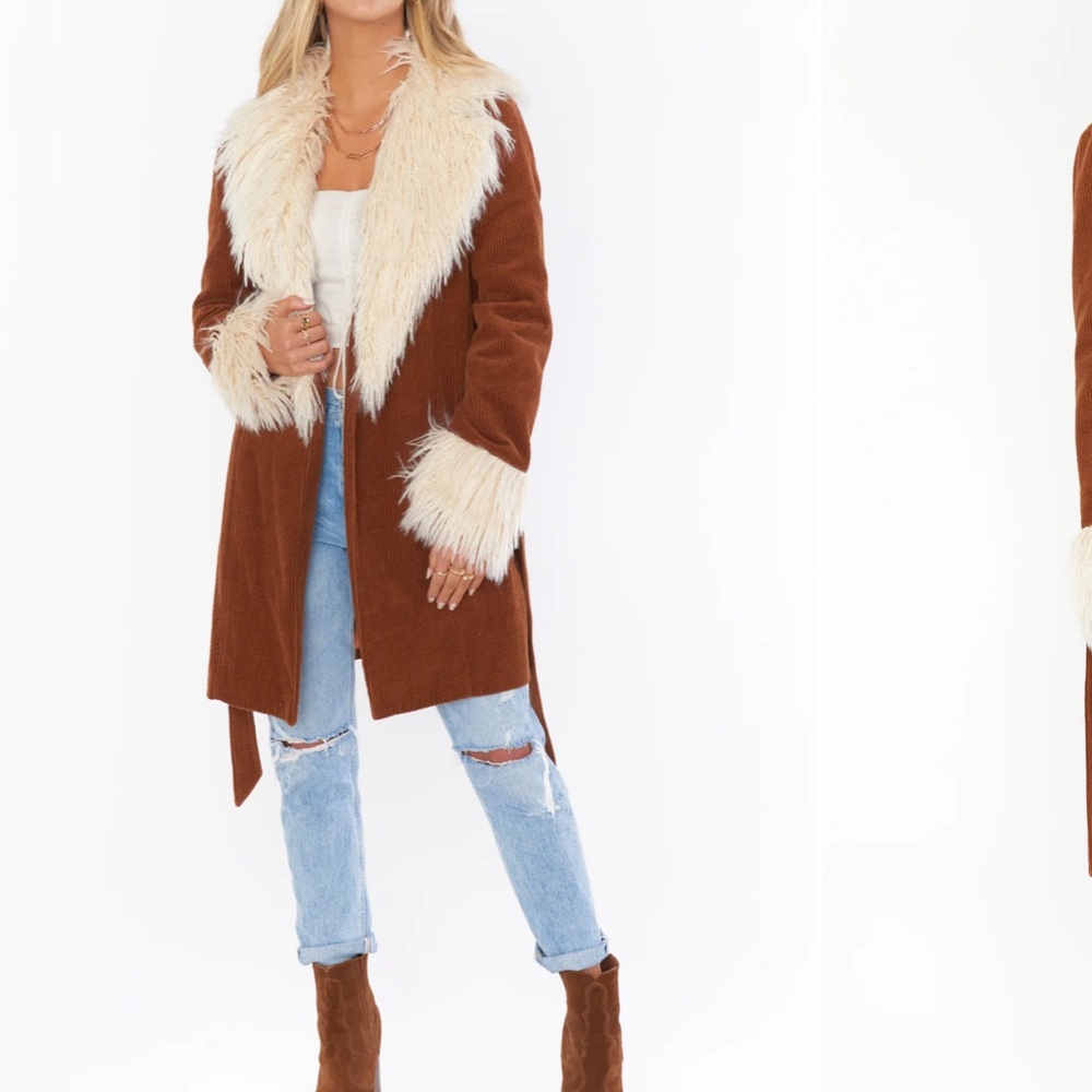 Brown Faux Fur Trimmed Coat